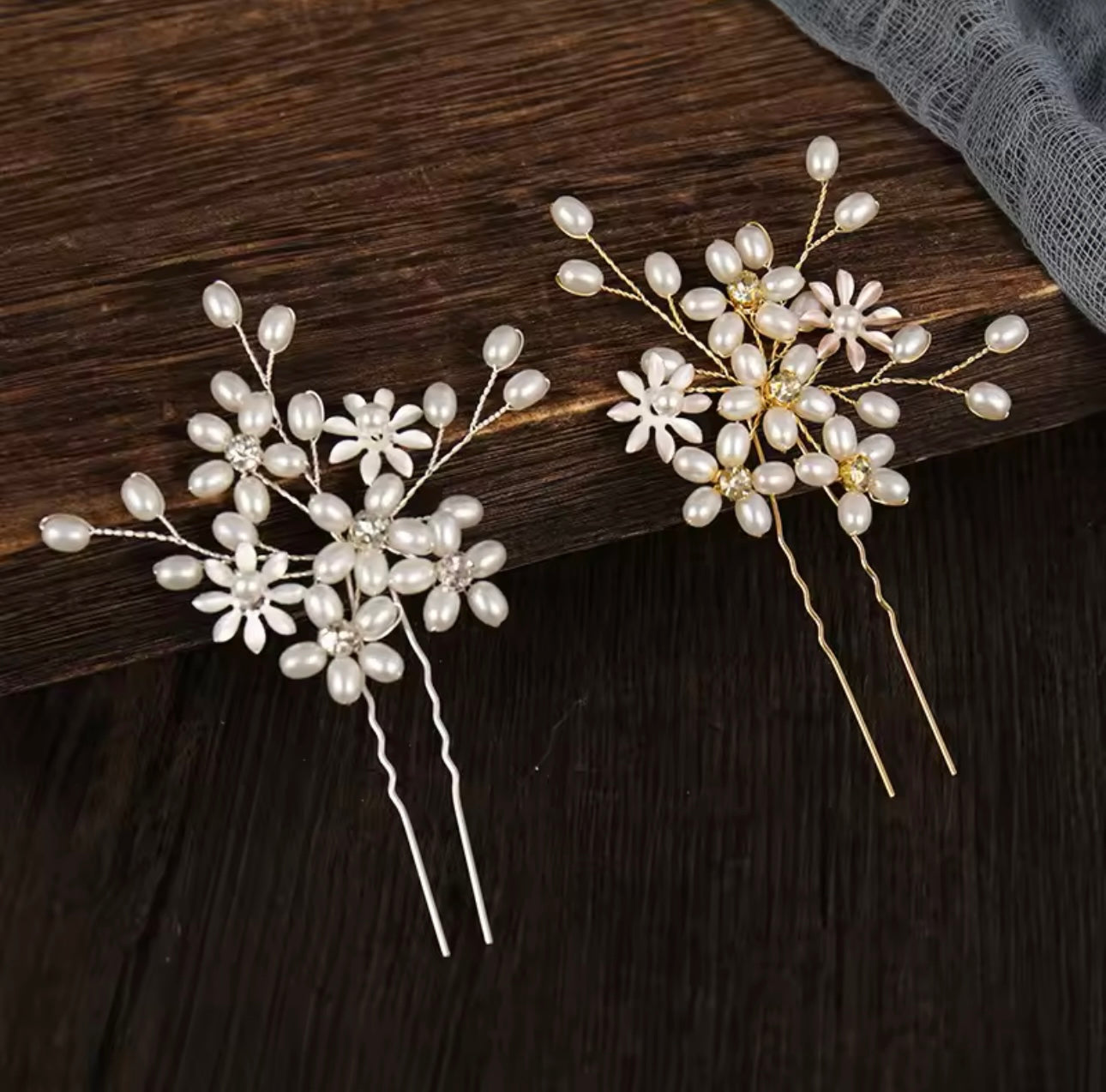 Flower and Pearl Hair Pin