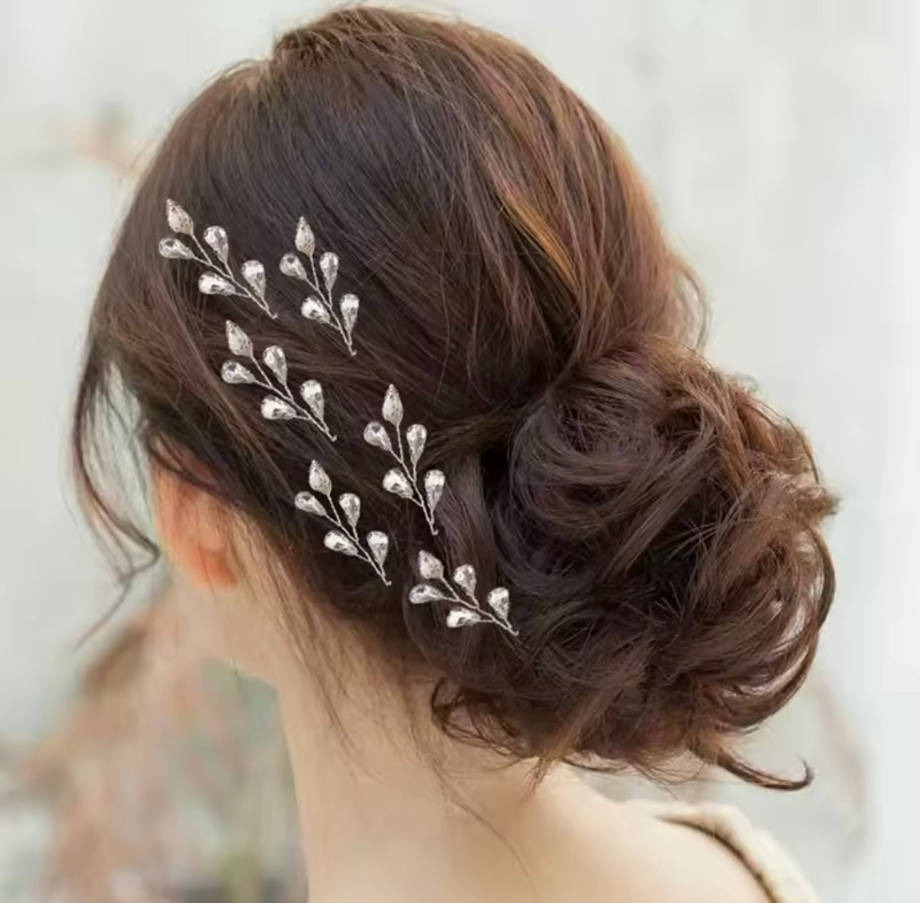 Leaf Rhinestone Hair Pins (set of 6)
