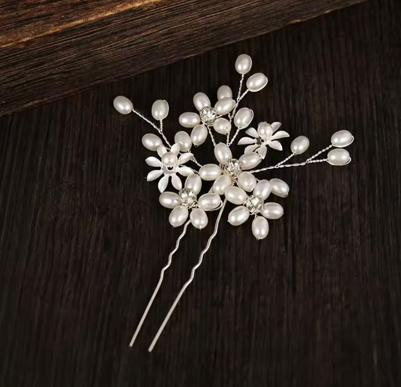 Flower and Pearl Hair Pin
