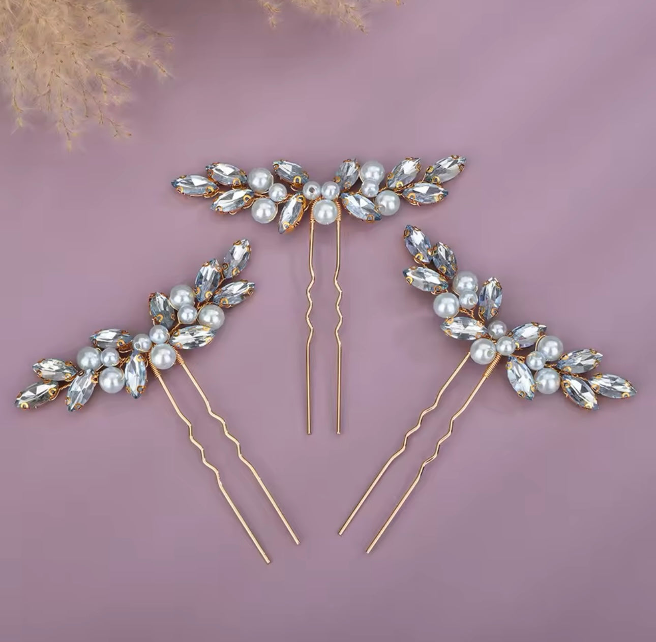 3 Piece Rhinestone Hair Pin Set