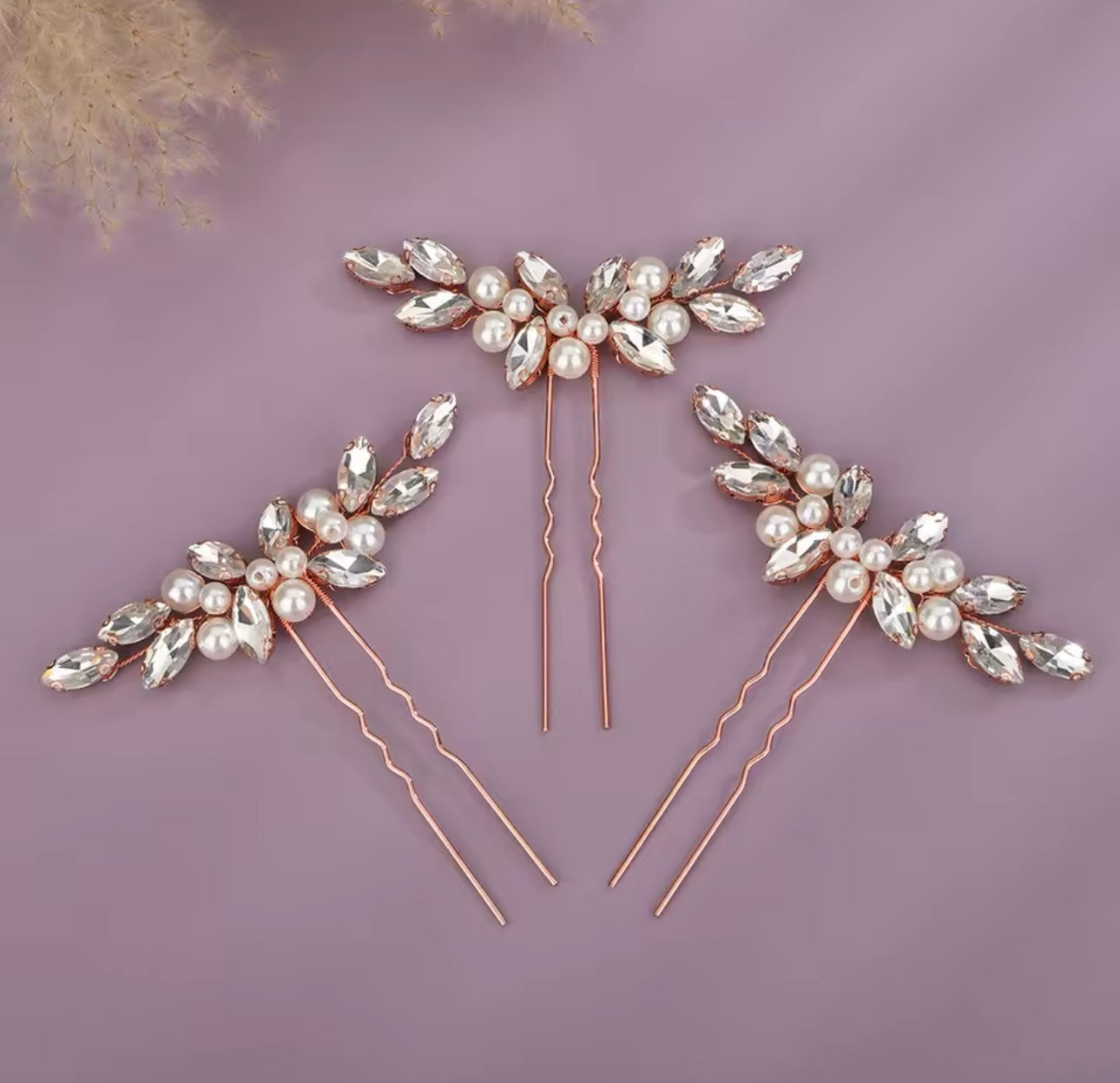 3 Piece Rhinestone Hair Pin Set