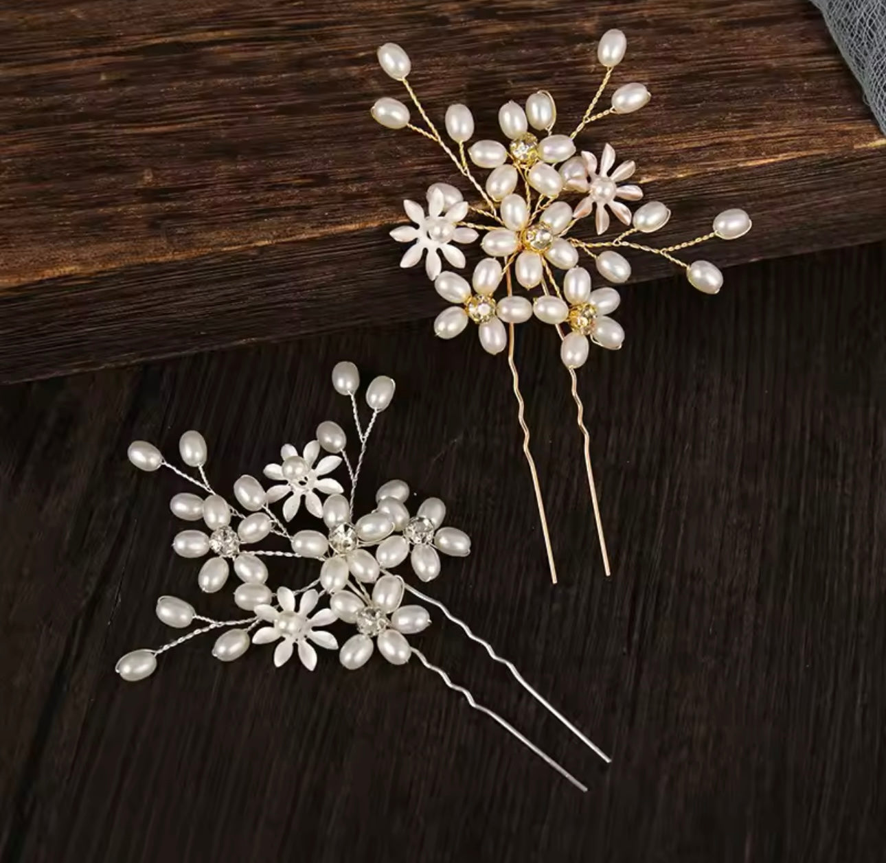 Flower and Pearl Hair Pin